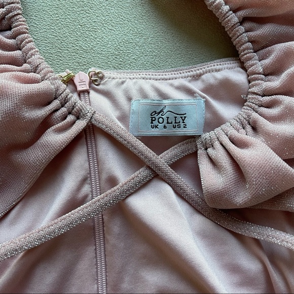 🙈 SOLD 🙈 NWOT OH POLLY Keyhole Ruched mini dress in blush - Picture 8 of 9